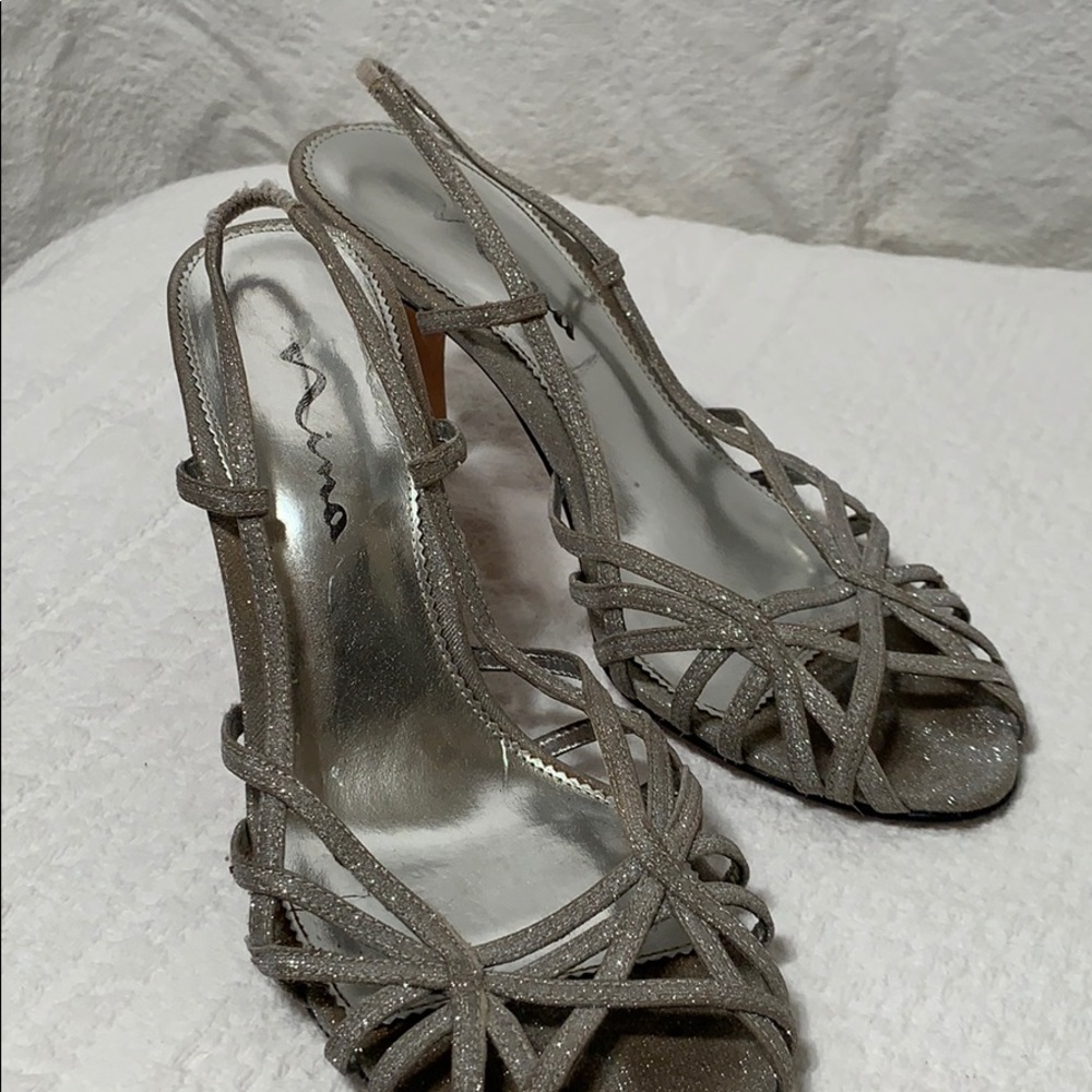 Nina Silver Sparkly heels